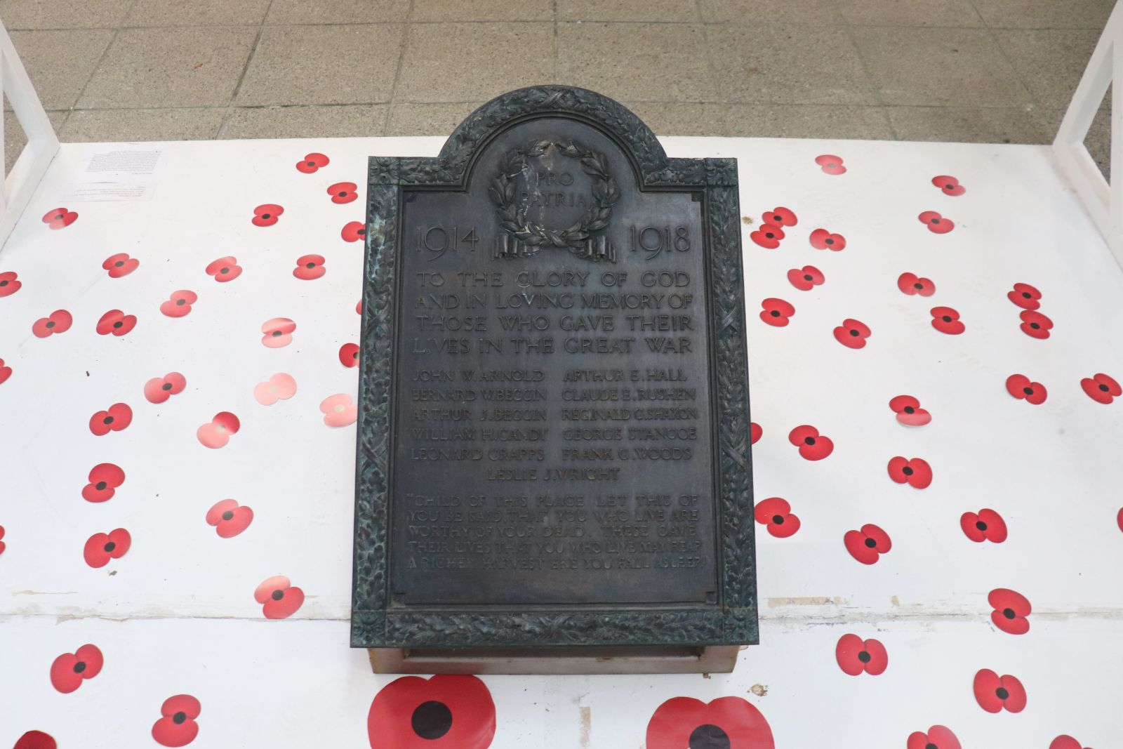 A commemorative plaque for Remembrance Day